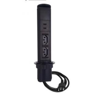 QTLPMM2T-003-0 - MINI TOTEM MANUAL 2NBR 10A + 2USB 3A ABS PRETO - QM12056.00 - QTMOV